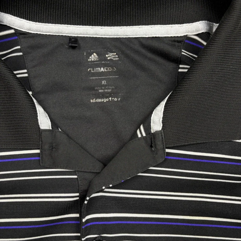 Adidas Golf ClimaCool‎ Mens XL Black Striped Short Sleeve Polo Shirt X22480